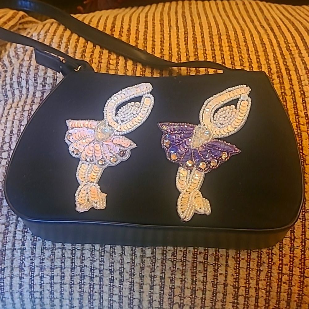Adorable Small Purse with Ballerina and Rose Applique